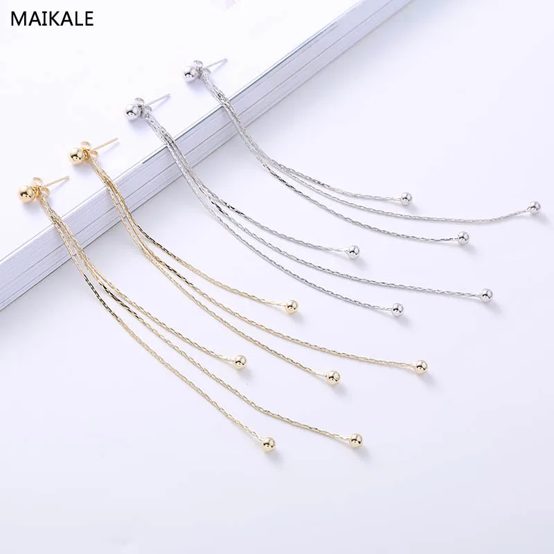 MAIKALE Классические Стильные серьги-гвоздики AAA кубический цирконий Простые Ювелирные изделия корейские серьги Длинная кисточка серьги для женщин Подарки