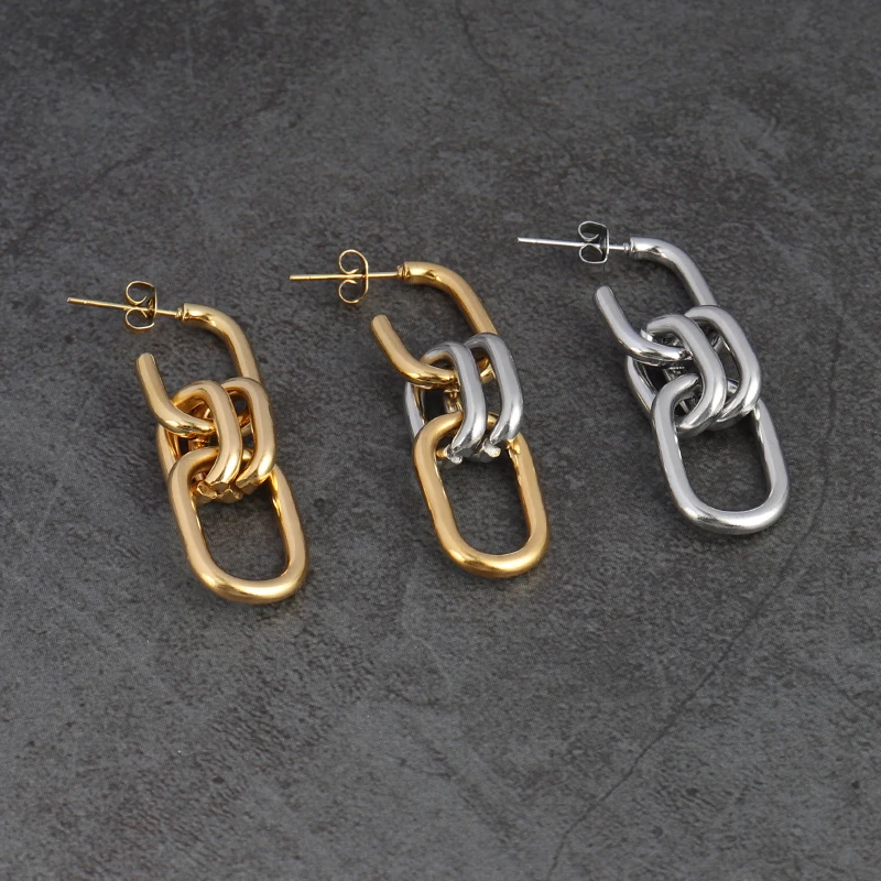 Drop Earrings Stainless Steel Chain For Women Unusual Trend Geometric Jewelry Party Gift drop earrings dangle earrings