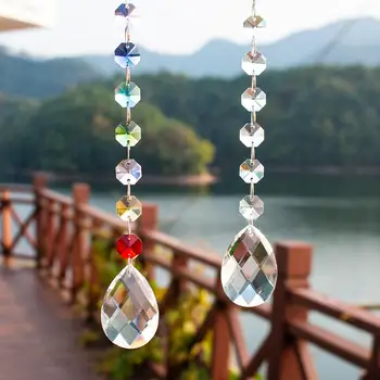 

H&D Crystal Grid Prism Suncatcher Chakra Prism Rainbow Maker Decorating Hanging Sun Catcher For Home Wedding Decor,Pack of 2