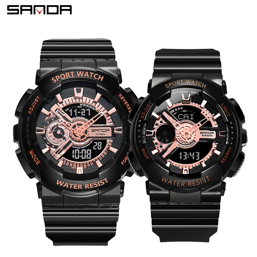 SANDA G стильные спортивные мужские часы, многофункциональные водонепроницаемые спортивные наручные часы для пары, кварцевые часы для мужчин, мужские часы
