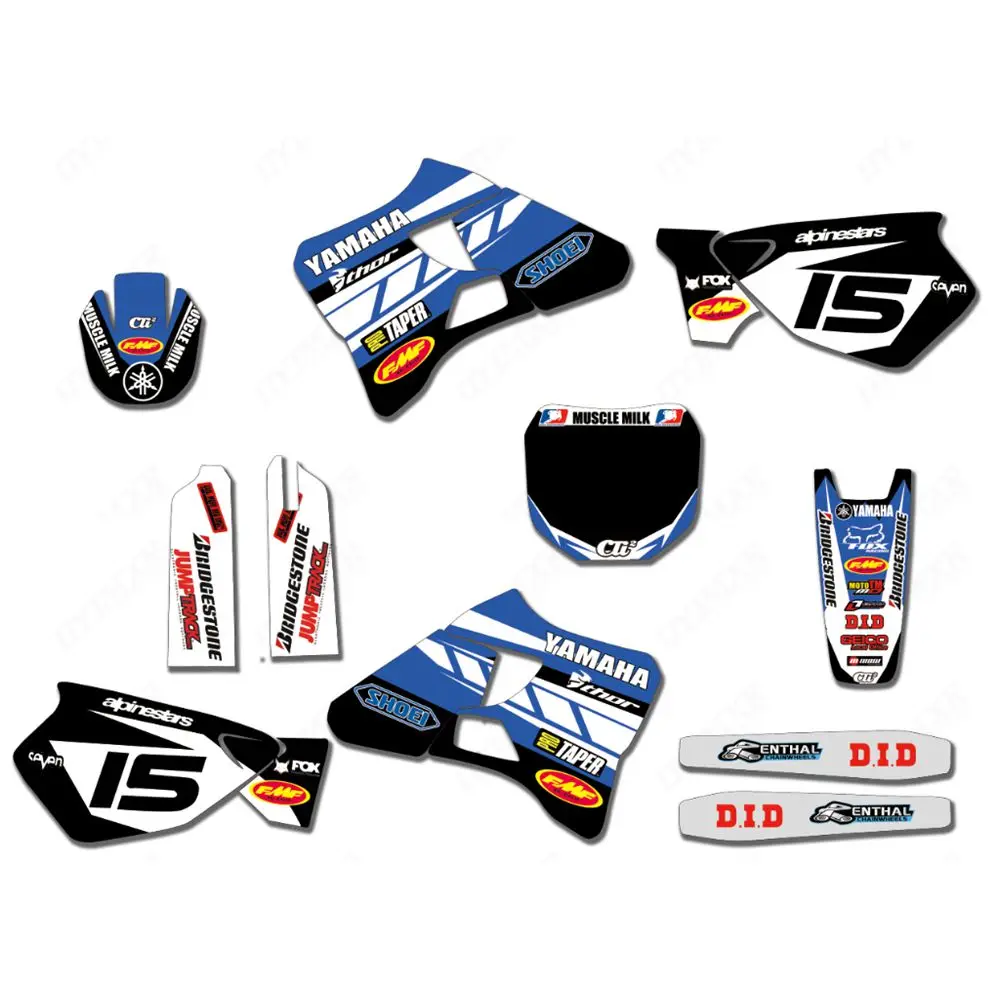 

New Full Graphics Decals Stickers Custom Number Name Glossy Bright Stickers Waterproof for YAMAHA YZ125 YZ250 1996-2001