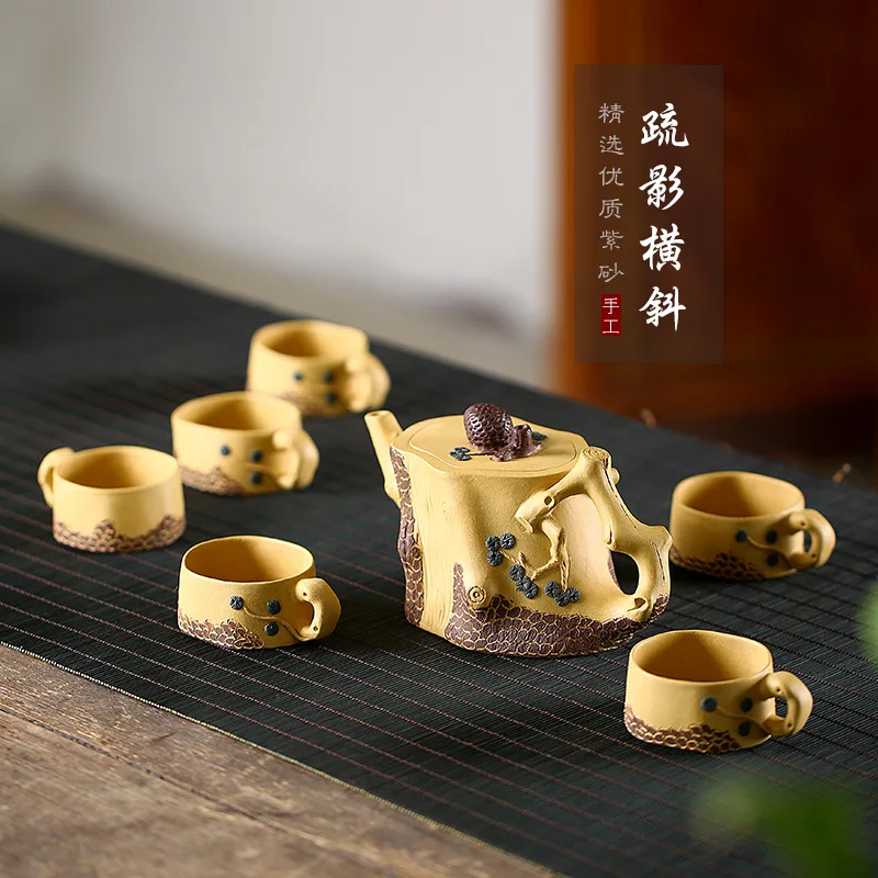 

Yixing Clay Teapot Set Raw Ore Segment Mud Entirely Handmade Pot Wang Yin Cents Slanting Crosswise Tea Set Gift Box on Behalf of