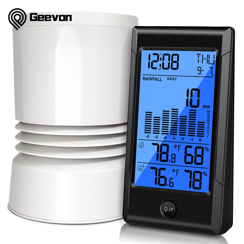 Weather Station Rain Gauge Calendars Alarm Clocks With Temperature And Humidity LED Digital