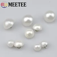Meetee White Round Pearl Plastic Buttons, Shank Buckles, Clothing Decor, Sewing Accessories, Scrapbooking, 9mm, 11mm, 15mm, 18mm 2