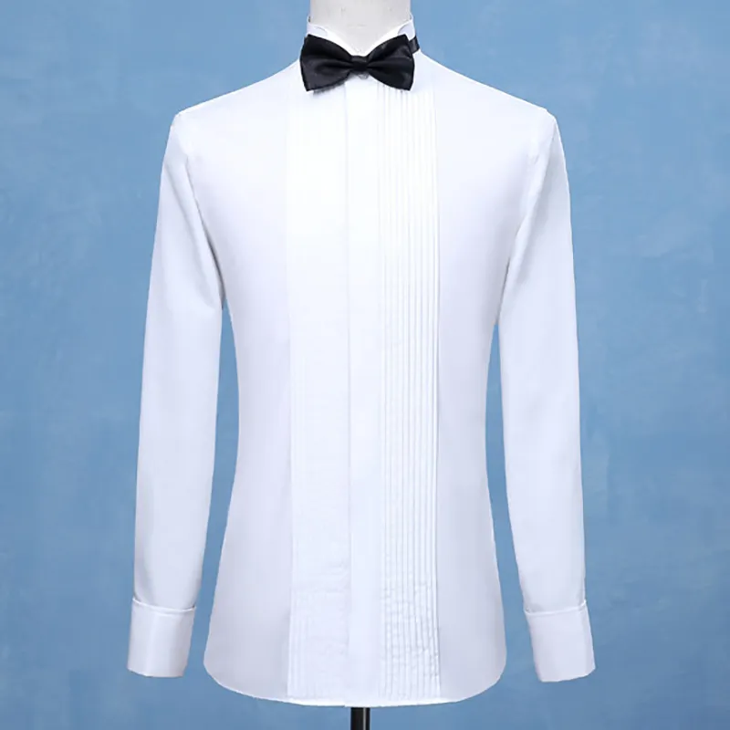Fashion Groom Tuxedos Shirts Best Man Groomsmen White Black Red Men Wedding Shirts Formal Occasion Men Shirts Wingtip Collar