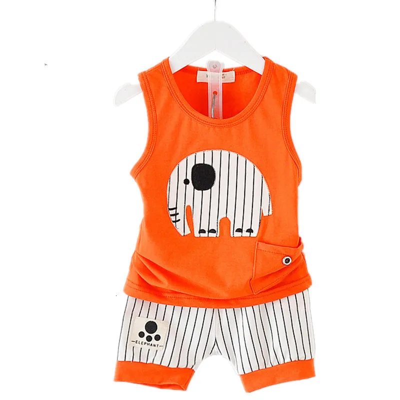 

Summer Children Outing Clothes Baby Boy Girls Cartoon Vest Striped Print Shorts 2Pcs/sets Infant Kids Fashion Toddler Tracksuits