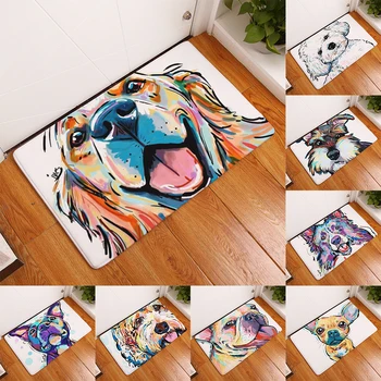 

Cute Dog Printed Floor Mat Doormat Entrance Door Mat Flannel Bathroom Kitchen Mat Kitchen Carpet Rug 3D Carpets For Living Room