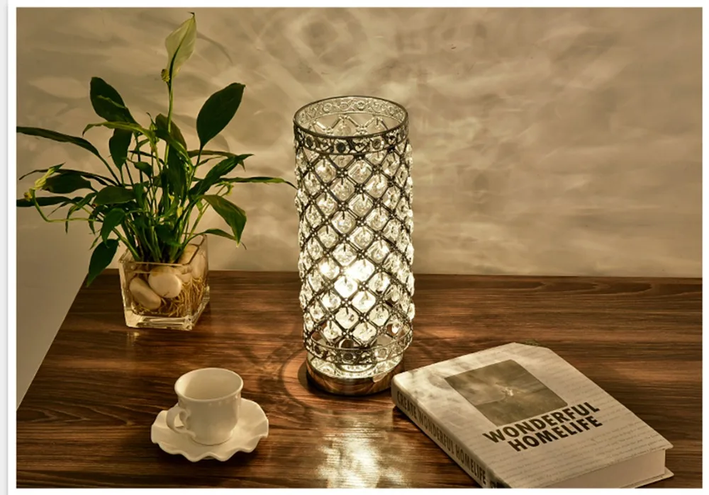 crystal table light fancy table lamp beautiful crystal chrome E27 reading light metal light