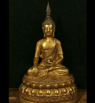

Chinese Tibet Buddhism old Bronze gild Sakyamuni Buddha Amitayus Buddha Statue