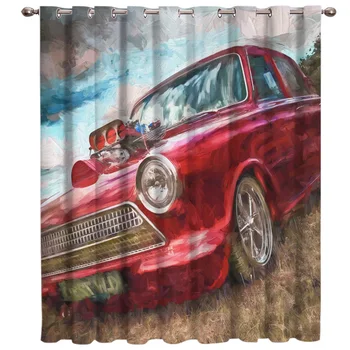 

The Red Car In The Meadow Window Treatment Hardware Sets Curtain