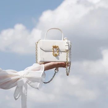 

Niche texture exquisite hardware chain small square bag 2019 new summer handbag shoulder slung handbag