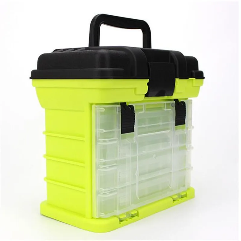 Luya многоцелевой рыболовный ящик 4 слоя чемодан Морской набор приспособлений для рыбалки рыболовные снасти Коробка для хранения - Цвет: Yellow
