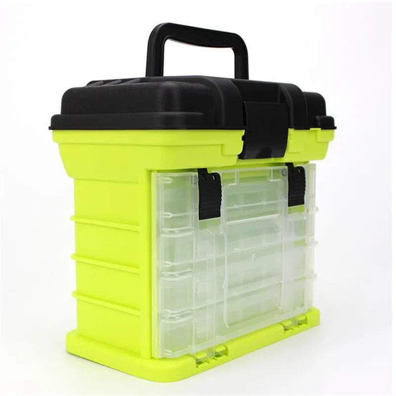 Yellow Luya многоцелевой рыболовный ящик 4 слоя чемодан Морской набор приспособлений для рыбалки рыболовные снасти Коробка для хранения - Цвет: Yellow