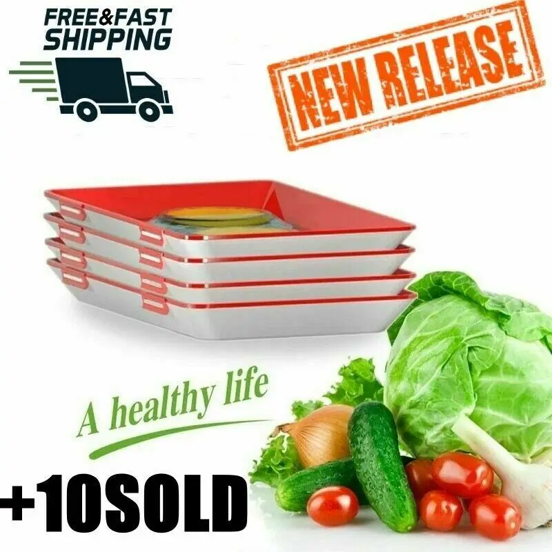 

Healthy Creative Food Plastic Preservation Tray Reusable Seal Storage Container Kitchen Tools