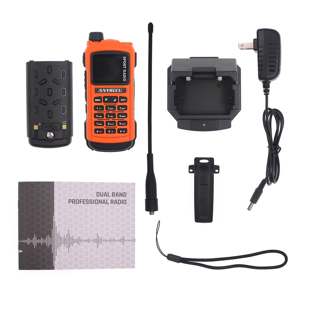 Anysecu AC-580 Bluetooth Walkie Talkie профессиональное Спортивное радио VHF 136-174MHz UHF 400-520MHz 5W радиостанция GP8800