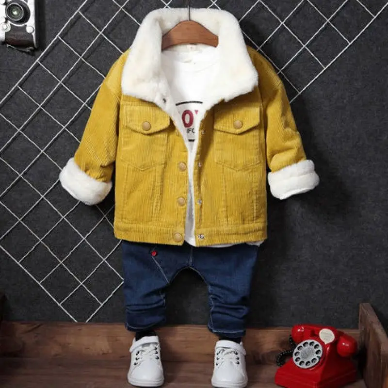 INS/популярная детская одежда зимняя куртка для маленьких мальчиков Вельветовая утепленная Вельветовая куртка на возраст от 1 до 5 лет Одежда для девочек из овечьей шерсти