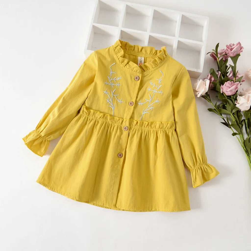 Г., лидер продаж, милое платье на осень и зиму однотонное платье принцессы с длинными рукавами и оборками для маленьких детей платье для принцессы, размер 40