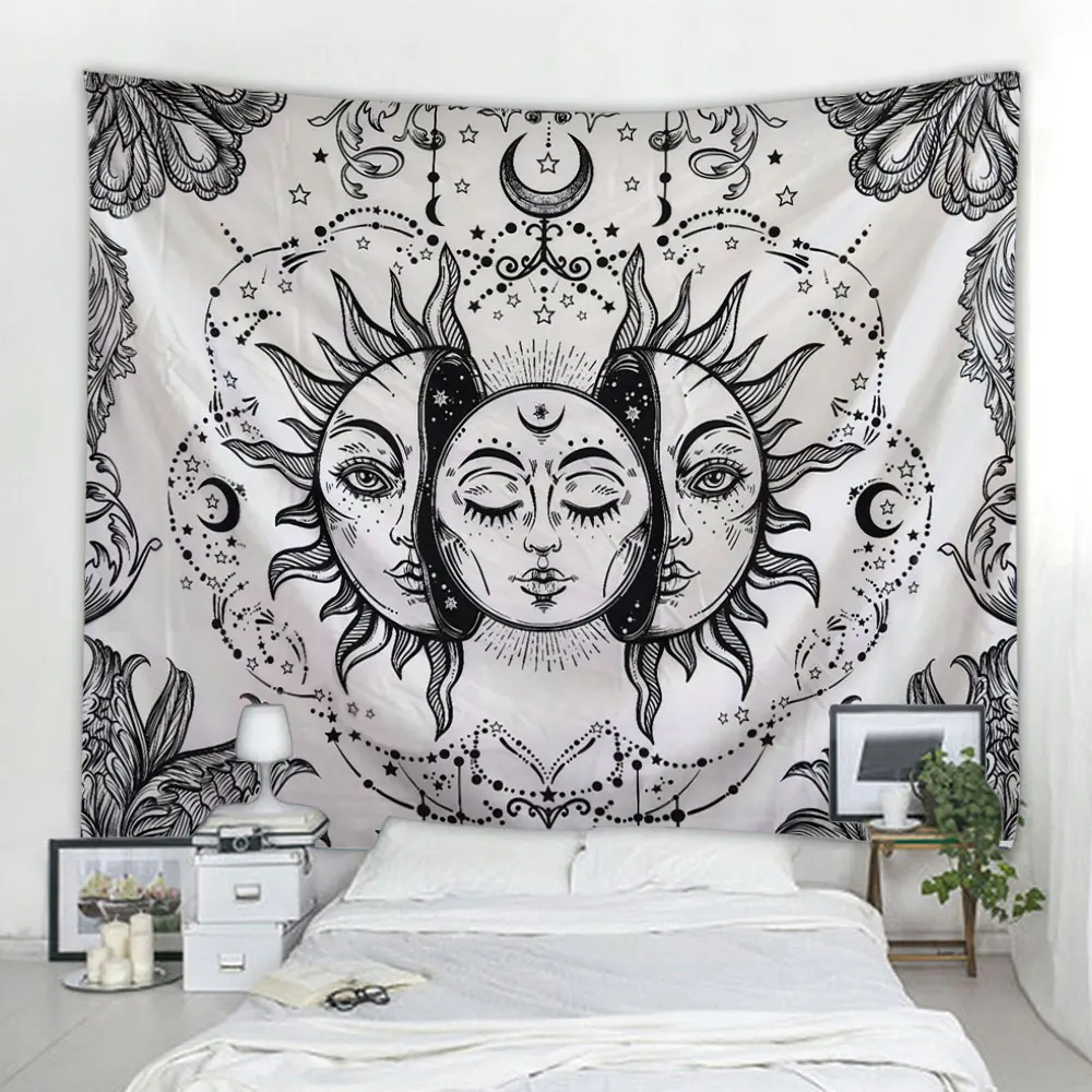 Beautiful psychedelic face printing big wall mounted hippie wall hanging bohemian tapestry mandala art decoratio tapestry decor