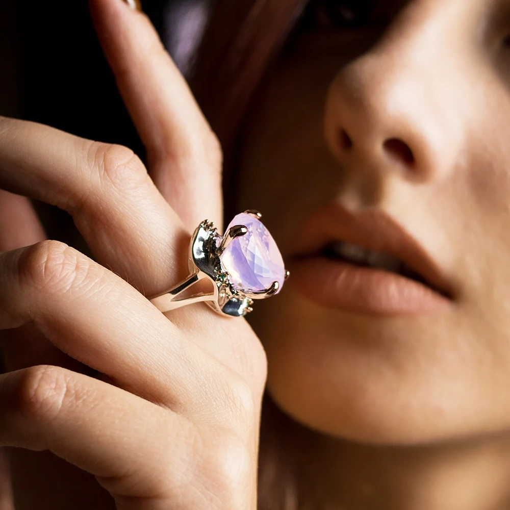 Очаровательное овальное розовое циркониевое кольцо серебряного цвета ювелирные изделия красивые кольца на палец для женщин последние ювелирные изделия