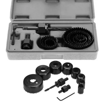 

11 Piece Hole Saw Bit Set For Drill Heat Treated Plaster Timber Holesaw 19-64mm