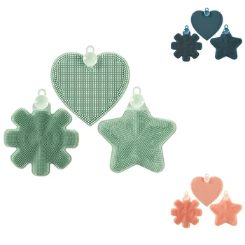 

3 Pcs Silicone Dish Washing Sponge Brush Scrubber Kitchen Cleaning Tool Kitchen Dishwashing Cleaning Tools