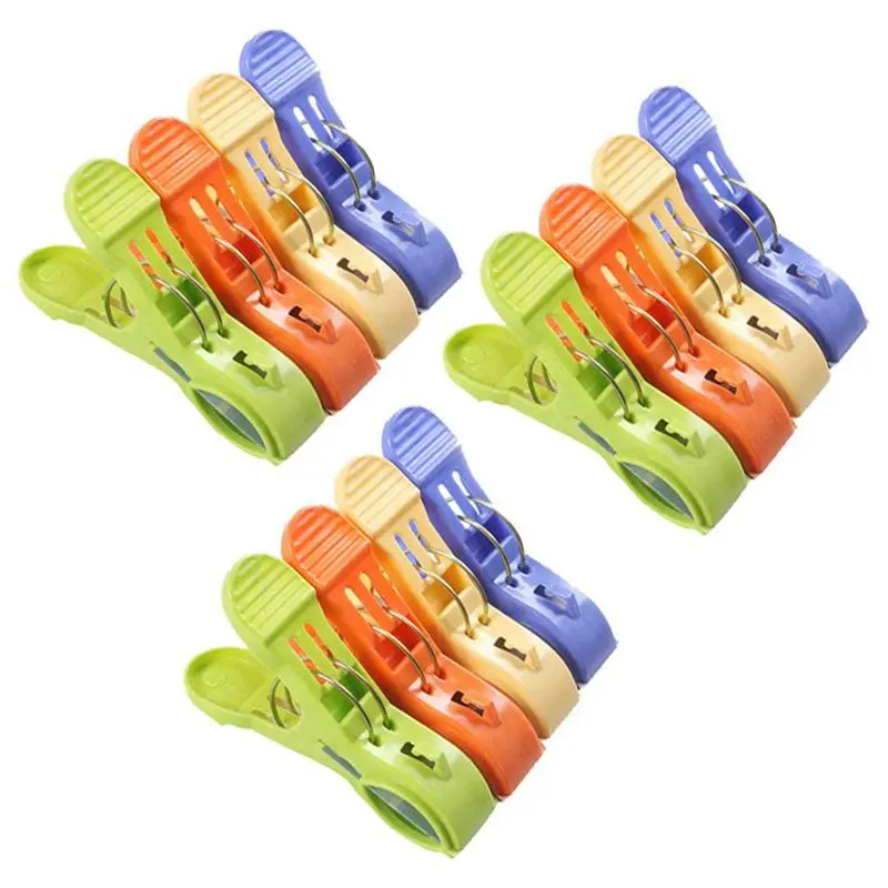 12pcs Durable Large Beach Towel Clips Plastic Clothespins Clothes Pegs
