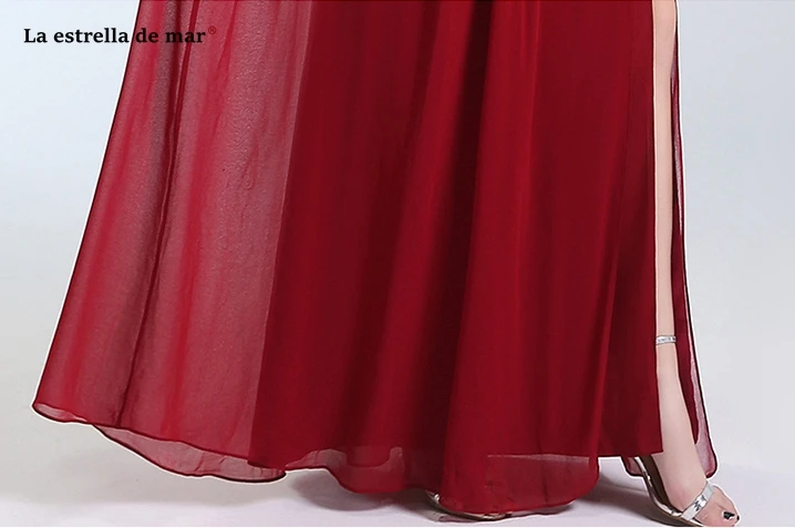 Vestidos de festa новые шифоновые сексуальные v-образный вырез с высоким разрезом линии бордовые платья для подружки невесты длинные sukienka druhna pretty