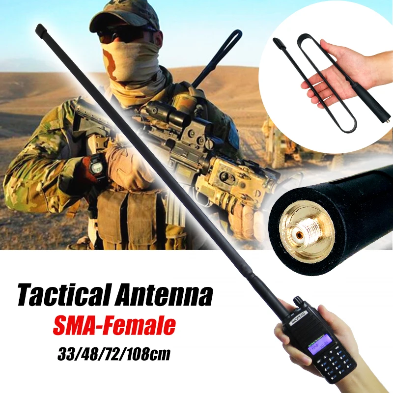 

33/48/72/108cm SMA-F CS Tactical Antenna Female Connector Walkie Talkie 144/430Mhz For Baofeng UV-5R UV-82 UV-6R bf-888S Radio