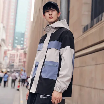 

Casual Men's Clothing 2020 Spring New Coat Male Ins Hooded Stitching Contrast Color Functional Wind Jacket