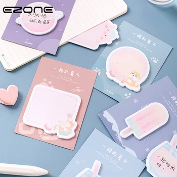 

EZONE Sweet Students Sticky Notes Self-adhesive Memo Pad Ice-cream Planet Pattern School Office Writing Pad Korean Stationery