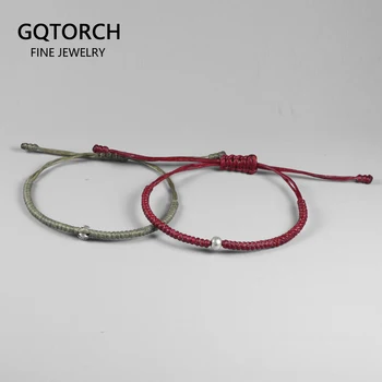 

Handmade Braided Rope Chain Ethnic Wrap Bracelets For Women 925 Sterling Silver Simple Bead Lucky Charm Bracelet