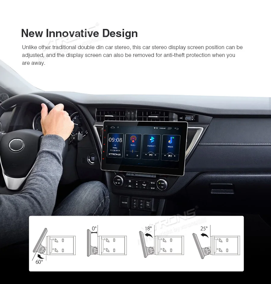 10.1" Android 10.0 Q OS Double Din Car Multimedia 2 Din Car Navigation GPS Two Din Autoradio with Removeable Screen Design