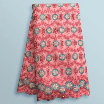 

5 yard Swiss lace fabric 2019 latest heavy beaded embroidery African cotton fabrics Swiss voile lace popular Dubai style 04