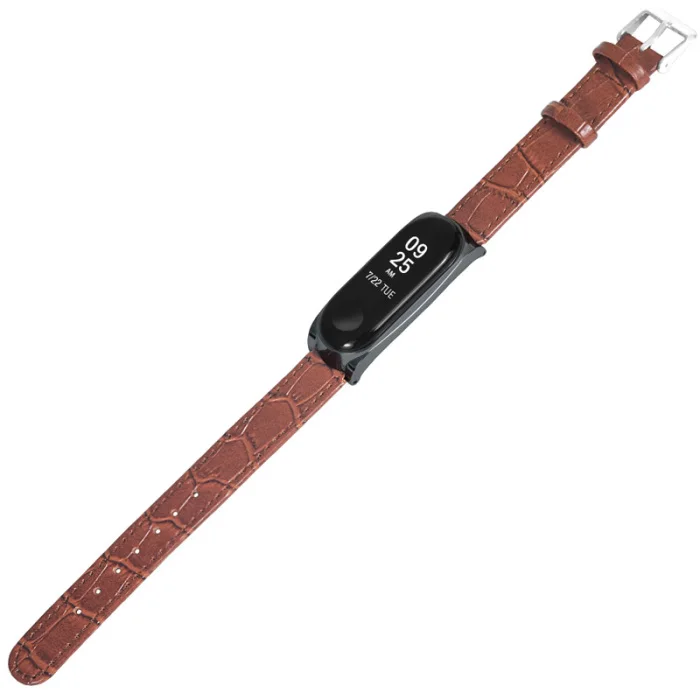 Кожаный ремешок браслет ремешок с металлическим чехлом для Xiaomi Mi Band 4 OUJ99