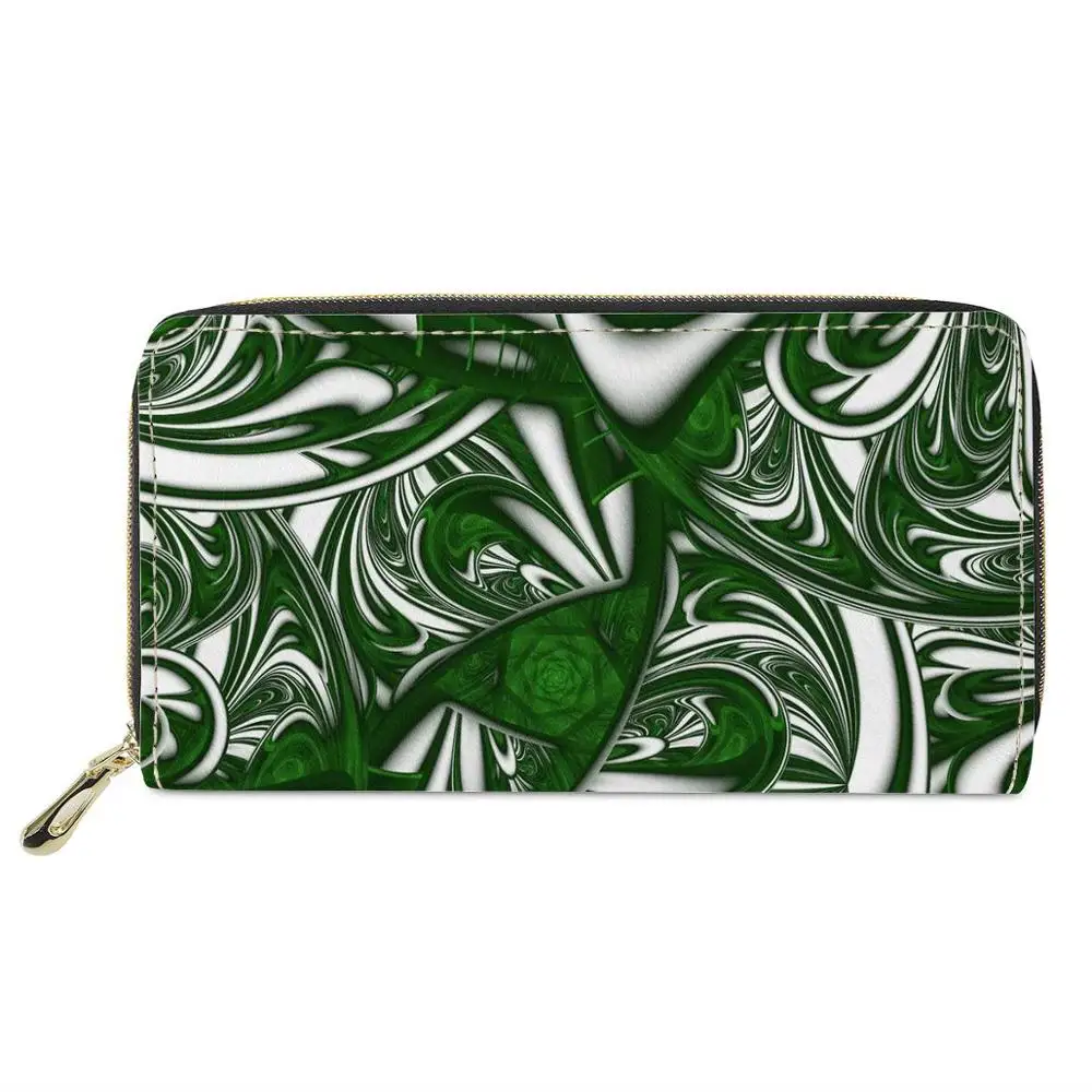 

Полинезийский Племенной Стиль, зеленый длинный кошелек из искусственной кожи с 3D принтом на заказ, женские модные сумки для денег, кошелек для женщин в гавайском стиле