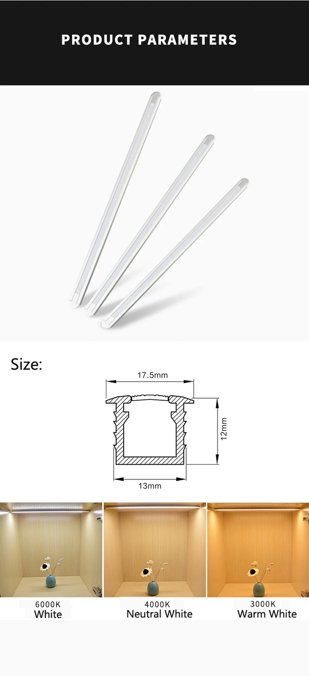 30 см, 40 см/50 см/60 см 2835SMD светодиодный жесткой полосы света шкафа DC12V Вход