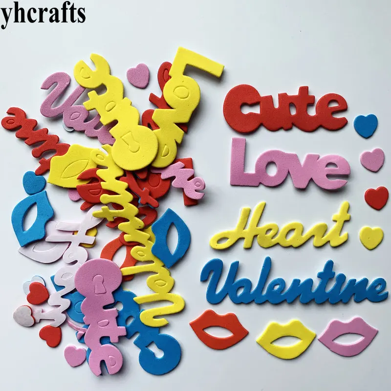 

1bag/LOT,Cute love heart kiss valentine foam stickers Early learning educational toys Wall room ornament Scrapbooking kit OEM