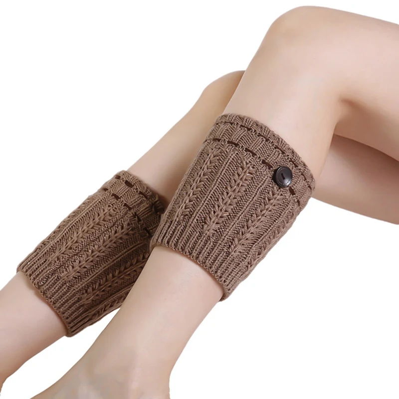 SK2119KK Модные вязаные сапоги с двумя пуговицами; короткие гетры с манжетами; женские носки для обуви; вязаные модные сапоги; аксессуары - Цвет: SK2119KK