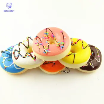 

8cm Cute Soft Mini Donut Cone Squishy Slow Rising Cell Phone Straps Bread Antistress Scented Key Pendant Charms Kids Toys