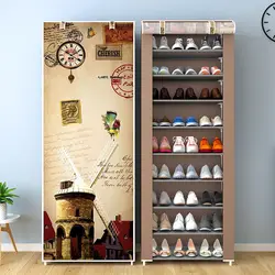 Armario de zapatos multicapa, sencillo, a prueba de polvo, para el hogar, ahorro de espacio, montaje interior, tela no tejida con cremallera, almacenamiento cerrado