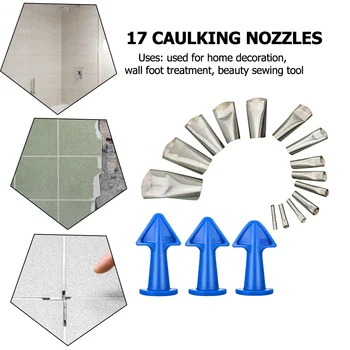 

17pcs Glass Cement Tool Sealant Finishing Grout Window Silicone Caulking Nozzles for Household Glass Accessories