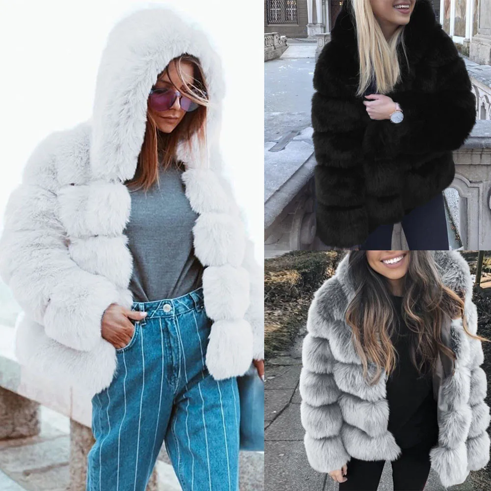 JAYCOSIN винтажное пушистое пальто из искусственного меха, Женская Короткая Меховая зимняя верхняя одежда из искусственного меха, белое пальто, Осеннее повседневное пальто для вечеринок