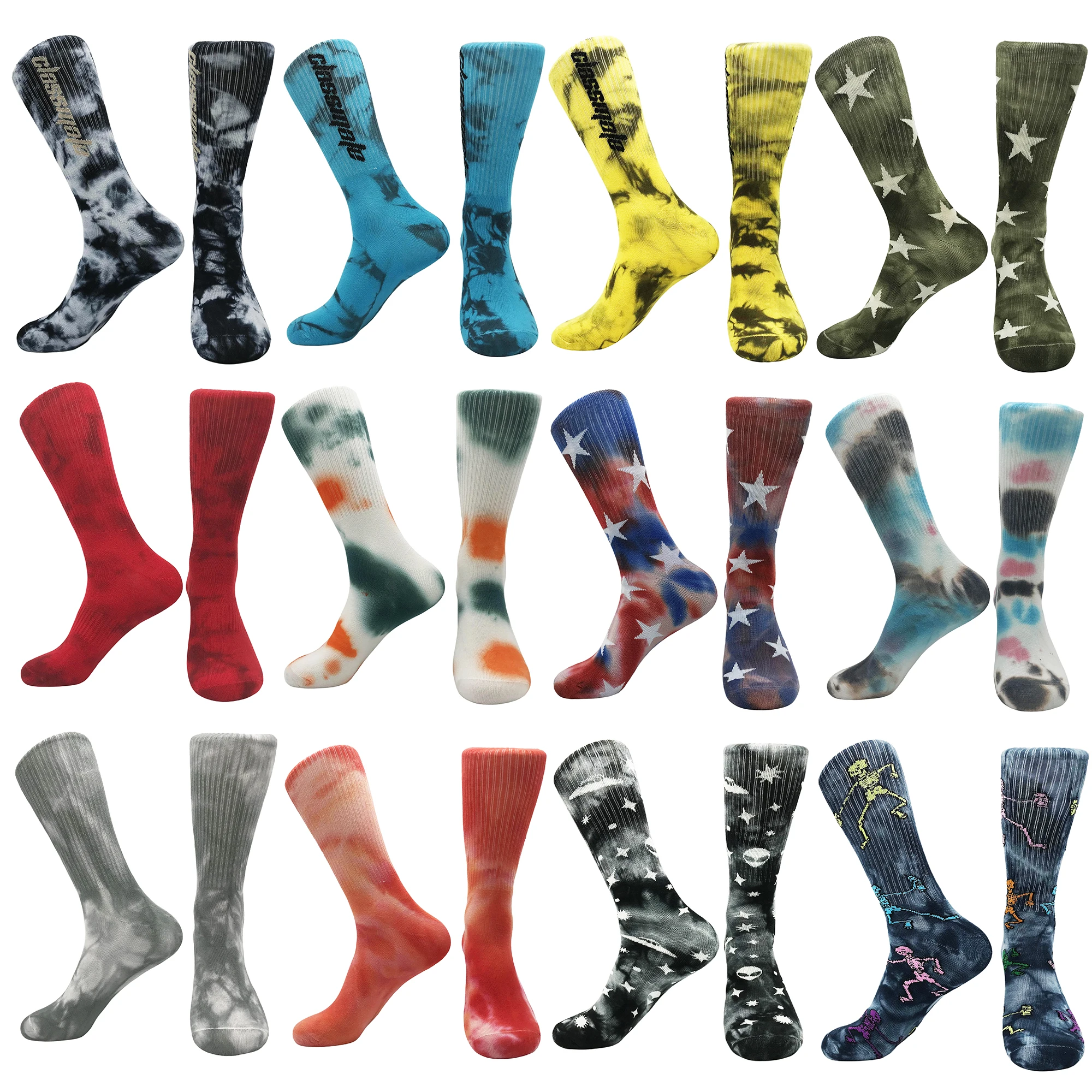 

2023 new cotton men's socks creative tie-dye cool fun party skateboard women's socks personality style student socks