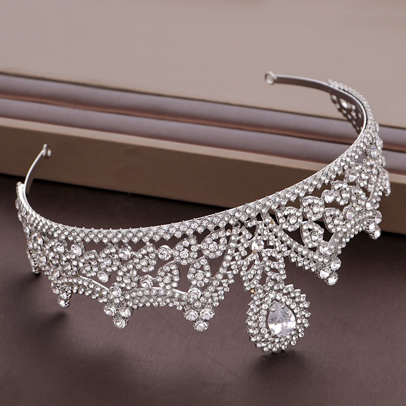 Fashion Silver Bridal Rhinestone Crown Hair Accessories Fashion Handmade Crystal Head Ornaments Princess Banquet Headwear