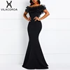 Black Party Ladies Dress Off Shoulder Open Back High Waist Sexy Dress Elegant Noble Banquet Women Dress Evening Gown Robe Longue ► Photo 3/6