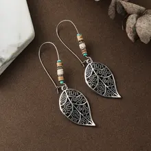 Vintage boho color plata colgante de hoja larga pendientes de gota para las mujeres 2020 de moda de madera Rosa oro oreja anillos cc accesorios de joyería