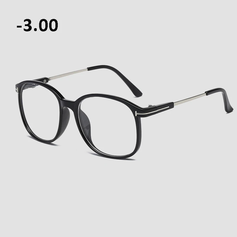 Металлическая оправа близорукость отделка очки Оптические близорукие очки-оверсайз черные прозрачные Рецептурные очки - Цвет оправы: black -3.00