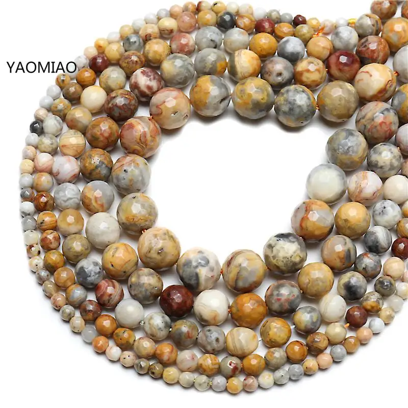 4 12 мм граненые круглые бусины Crazy Agates из натурального камня для изготовления
