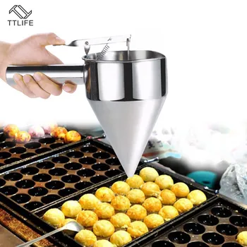 

TTLIFE Japanese Takoyaki Fish Meat Balls Stainless Steel Funnel Kitchen Tools Including Funnel Rack Kitchen Gadgets Accessories