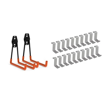 

2x Garage Storage Utility Hooks U Hook(Orange) & 16x Hooks Door Chair Hooks on Kitchen Door Stainless Steel CNIM Hot